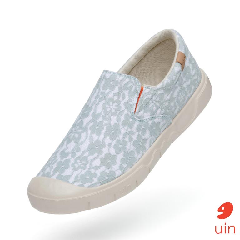 uin 西班牙原創設計 女鞋 懶人鞋 卡迪斯蕾絲淺草綠彩繪休閒鞋W1490133