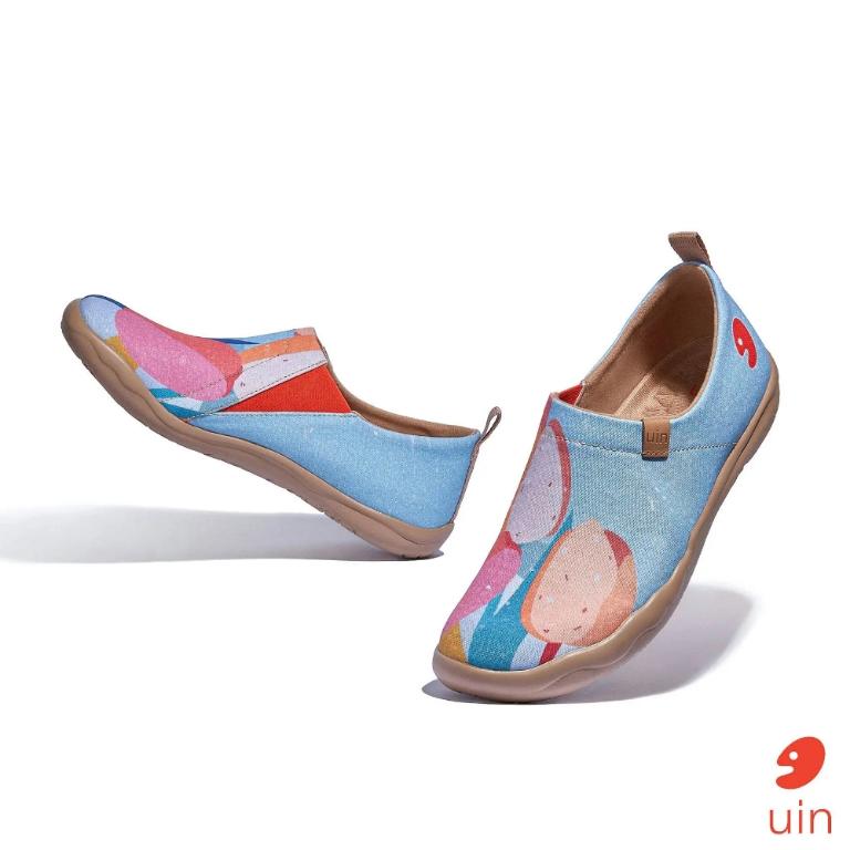 uin 西班牙原創設計 女鞋 帆布鞋 懶人鞋 夢幻鬱金香彩繪休閒鞋W1010588