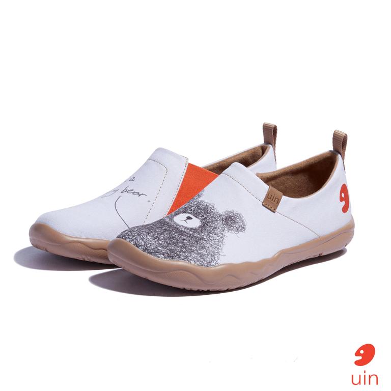 uin 西班牙原創設計 男鞋 帆布鞋 懶人鞋 守護熊彩繪休閒鞋M0101192