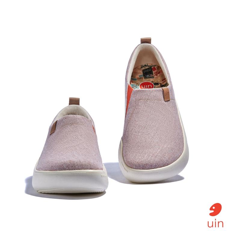 uin 西班牙原創設計 女鞋 帆布鞋 懶人鞋 托萊多10白桃粉素色休閒鞋W1710814