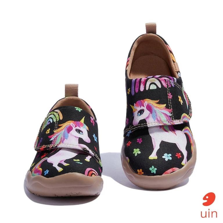uin西班牙原創設計 童鞋 黏帶 帆布鞋 夢嶼獨角獸彩繪休閒鞋K1010045