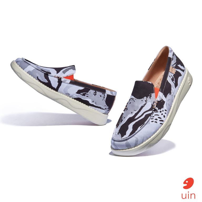 uin 西班牙原創設計 男鞋 帆布鞋 懶人鞋 樂褔鞋 虎紋幻象彩繪休閒鞋M1960417