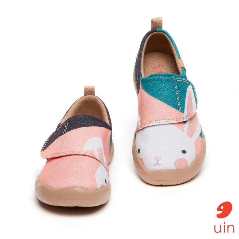 uin 西班牙原創設計  童鞋 黏帶 帆布鞋 萌兔來訪彩繪休閒鞋K1010016