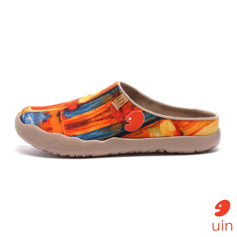 uin 西班牙原創設計 女鞋 帆布鞋 懶人鞋 半包鞋 半拖鞋 色猜彩繪休閒鞋W0107067