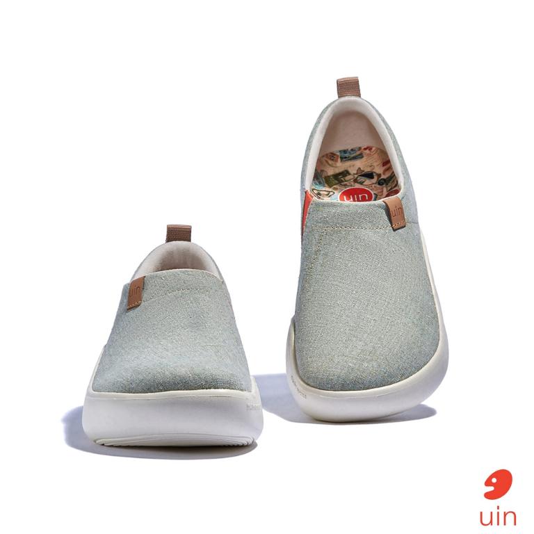 uin 西班牙原創設計 女鞋 帆布鞋 懶人鞋 托萊多10淺綠素色休閒鞋W1710815