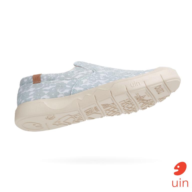 uin 西班牙原創設計 女鞋 懶人鞋 卡迪斯蕾絲淺草綠彩繪休閒鞋W1490133