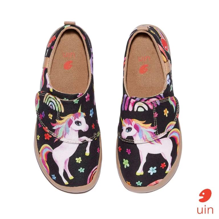 uin西班牙原創設計 童鞋 黏帶 帆布鞋 夢嶼獨角獸彩繪休閒鞋K1010045