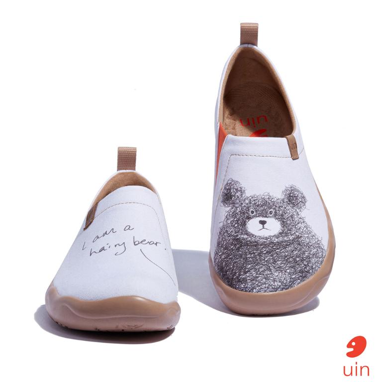 uin 西班牙原創設計 男鞋 帆布鞋 懶人鞋 守護熊彩繪休閒鞋M0101192