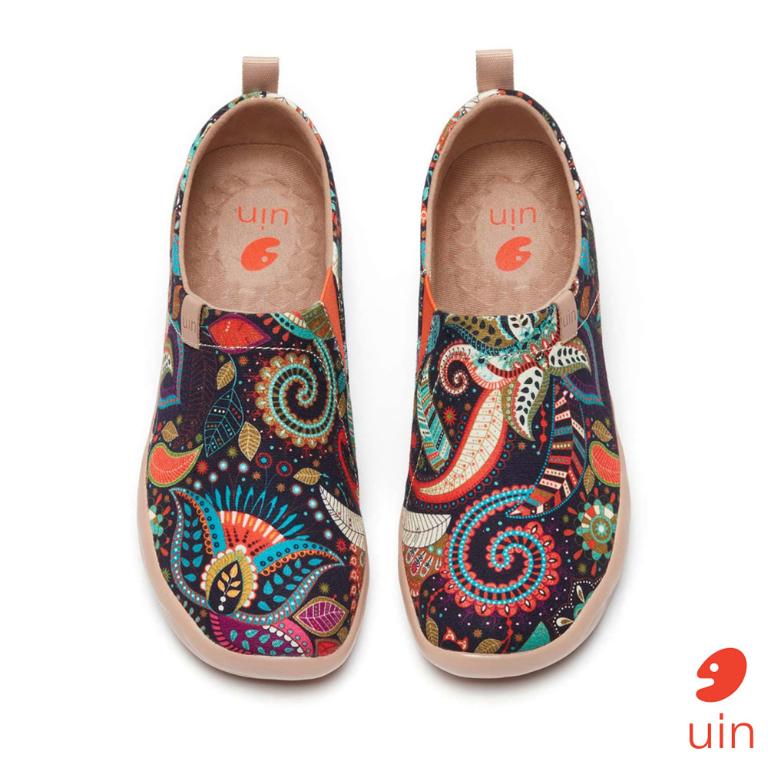 uin 西班牙原創設計 女鞋 帆布鞋 懶人鞋 繁花之境彩繪休閒鞋W1010042