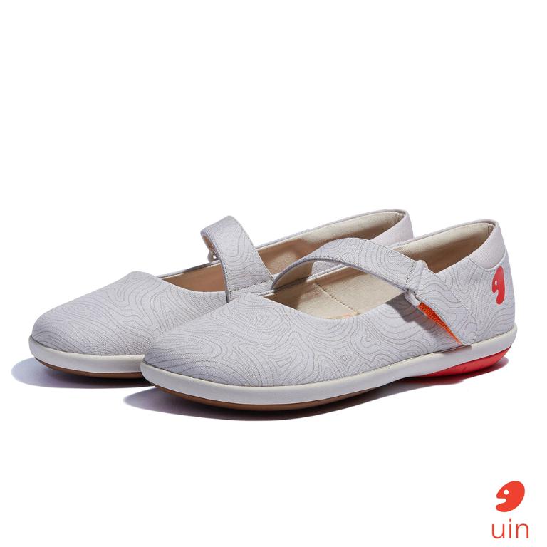 uin 西班牙原創設計 女鞋 帆布鞋 懶人鞋 伊利特3樺樹灰素色休閒鞋W1620754