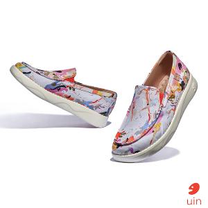 uin 西班牙原創設計 女鞋 帆布鞋 懶人鞋 樂褔鞋 彩色紋身彩繪休閒鞋W1960646