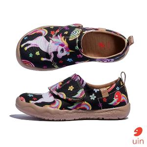 uin西班牙原創設計 童鞋 黏帶 帆布鞋 夢嶼獨角獸彩繪休閒鞋K1010045