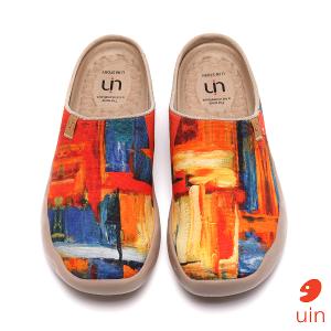 uin 西班牙原創設計 女鞋 帆布鞋 懶人鞋 半包鞋 半拖鞋 色猜彩繪休閒鞋W0107067