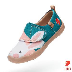 uin 西班牙原創設計  童鞋 黏帶 帆布鞋 萌兔來訪彩繪休閒鞋K1010016