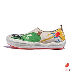 uin 西班牙原創設計 女鞋 帆布鞋 懶人鞋 塗鴉青春2彩繪休閒鞋W1700800