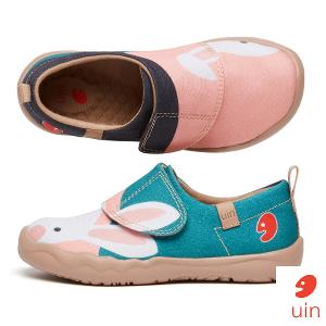 uin 西班牙原創設計  童鞋 黏帶 帆布鞋 萌兔來訪彩繪休閒鞋K1010016