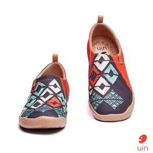 uin 西班牙原創設計 女鞋 帆布鞋 懶人鞋 菱紋彩繪休閒鞋W1109354