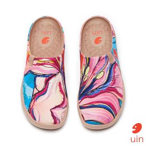 uin 西班牙原創設計 女鞋 帆布鞋 懶人鞋 半包鞋 半拖鞋 怒放百合2彩繪休閒鞋W1220175