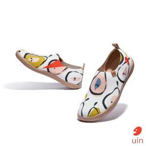 uin西班牙原創設計 女鞋 帆布鞋 懶人鞋 小香梨彩繪休閒鞋W1010578