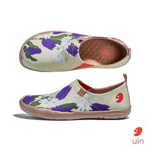 uin 西班牙原創設計 女鞋 帆布鞋 懶人鞋 紫色鬱金香彩繪休閒鞋W1010584