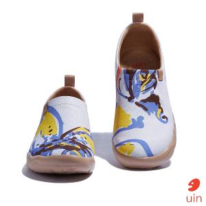 uin 西班牙原創設計 女鞋 帆布鞋 懶人鞋 蝶舞郁香彩繪休閒鞋W1010586