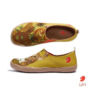 uin 西班牙原創設計 女鞋 帆布鞋 懶人鞋 向日葵與貓彩繪休閒鞋W1010924