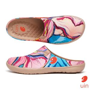 uin 西班牙原創設計 女鞋 帆布鞋 懶人鞋 半包鞋 半拖鞋 怒放百合2彩繪休閒鞋W1220175