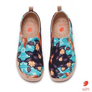 uin 西班牙原創設計 女鞋 帆布鞋 懶人鞋 蝶舞蠟染彩繪休閒鞋W1010039