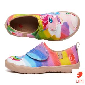 uin 西班牙原創設計  童鞋 黏帶 帆布鞋 雲上獨角獸彩繪休閒鞋K1010015