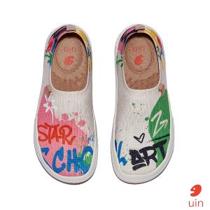 uin 西班牙原創設計 女鞋 帆布鞋 懶人鞋 塗鴉青春2彩繪休閒鞋W1700800