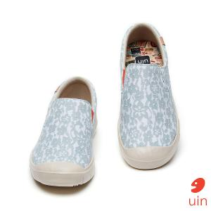 uin 西班牙原創設計 女鞋 懶人鞋 卡迪斯蕾絲淺草綠彩繪休閒鞋W1490133