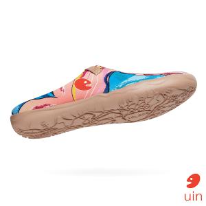 uin 西班牙原創設計 女鞋 帆布鞋 懶人鞋 半包鞋 半拖鞋 怒放百合2彩繪休閒鞋W1220175