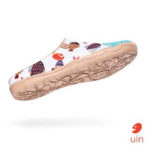 uin 西班牙原創設計 女鞋 半包鞋 半拖鞋 帆布鞋 懶人鞋 魚趣彩繪休閒鞋W1122521