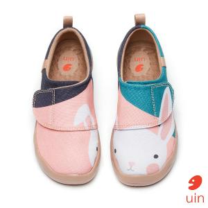 uin 西班牙原創設計  童鞋 黏帶 帆布鞋 萌兔來訪彩繪休閒鞋K1010016