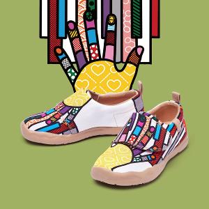 uin 西班牙原創設計 童鞋 黏帶 帆布鞋 鋼琴手彩繪休閒鞋K1109146