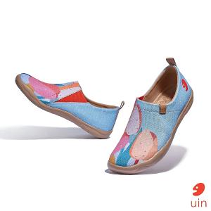 uin 西班牙原創設計 女鞋 帆布鞋 懶人鞋 夢幻鬱金香彩繪休閒鞋W1010588