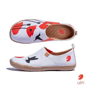 uin 西班牙原創設計 女鞋 帆布鞋 懶人鞋 蜂鳥紅花彩繪休閒鞋W1010607