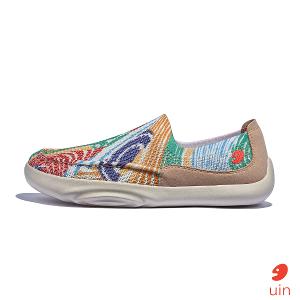 uin 西班牙原創設計 女鞋 帆布鞋 懶人鞋 樂褔鞋 彩色洋流彩繪休閒鞋W1950638
