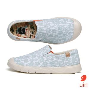 uin 西班牙原創設計 女鞋 懶人鞋 卡迪斯蕾絲淺草綠彩繪休閒鞋W1490133