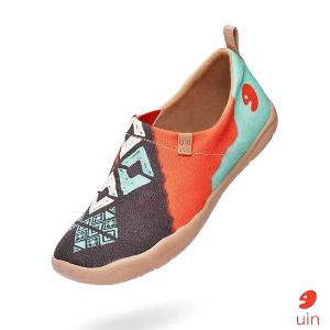 uin 西班牙原創設計 女鞋 帆布鞋 懶人鞋 菱紋彩繪休閒鞋W1109354
