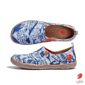 uin 西班牙原創設計 男鞋 帆布鞋 懶人鞋 航海圖彩繪休閒鞋M1010377