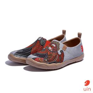 uin 西班牙原創設計 男鞋 帆布鞋 懶人鞋 獵鷹彩繪休閒鞋M1010368