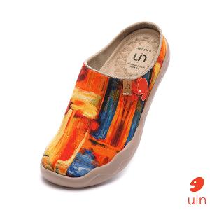 uin 西班牙原創設計 女鞋 帆布鞋 懶人鞋 半包鞋 半拖鞋 色猜彩繪休閒鞋W0107067