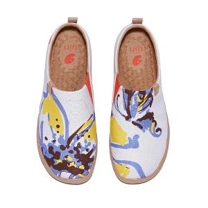 uin 西班牙原創設計 女鞋 帆布鞋 懶人鞋 蝶舞郁香彩繪休閒鞋W1010586