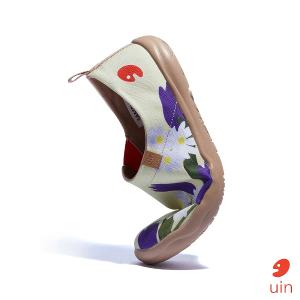 uin 西班牙原創設計 女鞋 帆布鞋 懶人鞋 紫色鬱金香彩繪休閒鞋W1010584