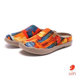 uin 西班牙原創設計 女鞋 帆布鞋 懶人鞋 半包鞋 半拖鞋 色猜彩繪休閒鞋W0107067