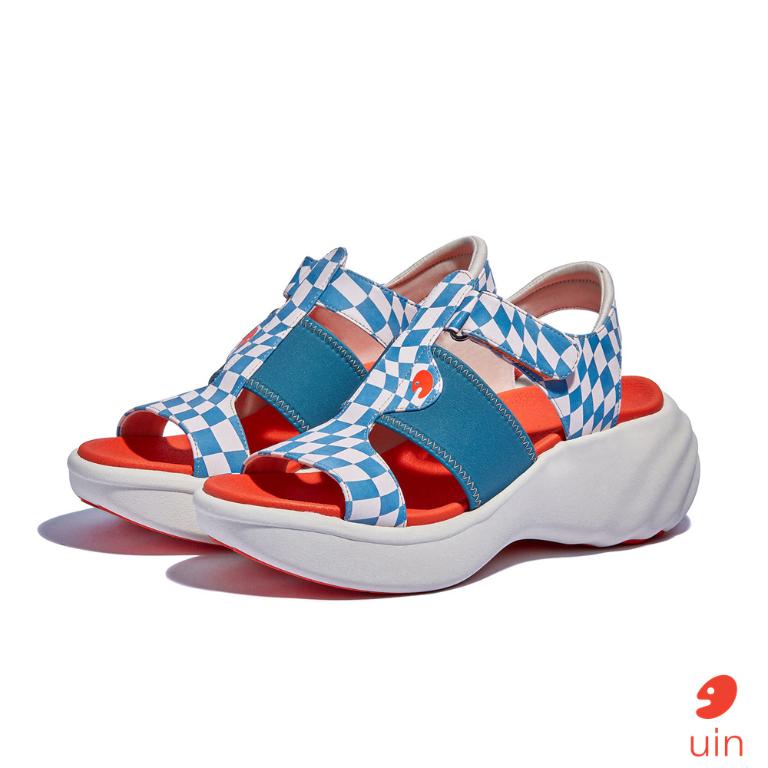 uin 西班牙原創設計 女鞋 厚底鞋 增高鞋 涼鞋 街頭藍格彩繪休閒鞋W1210741
