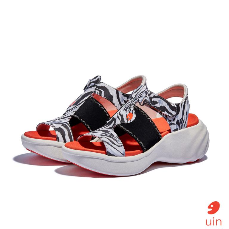uin 西班牙原創設計 女鞋 厚底鞋 增高鞋 涼鞋 黑白豹紋彩繪休閒鞋W1210740