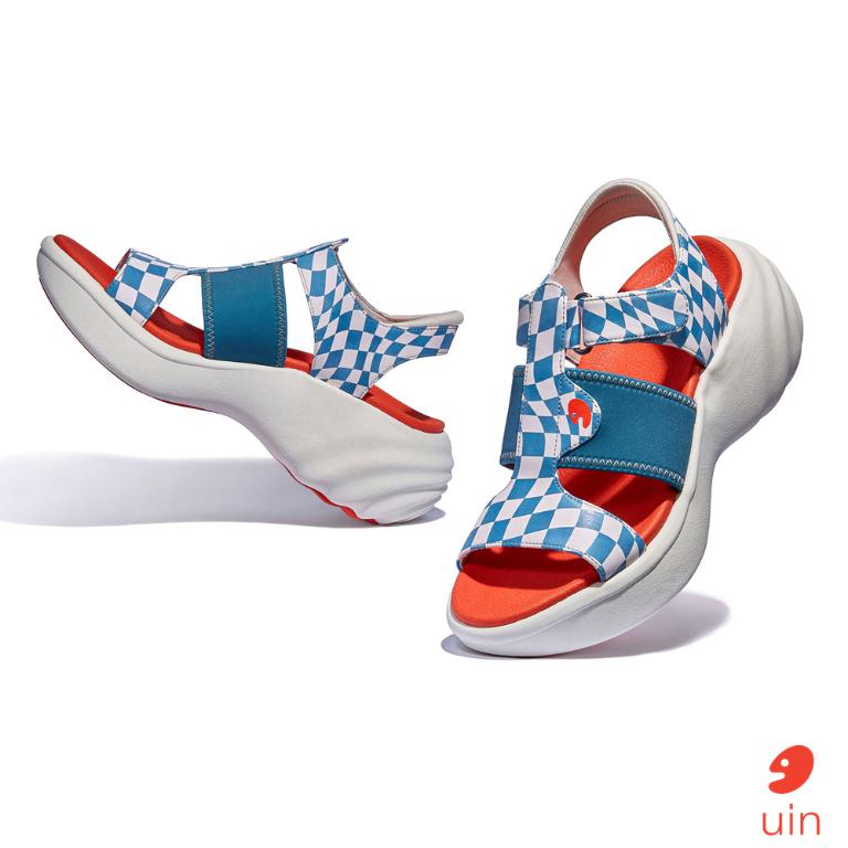 uin 西班牙原創設計 女鞋 厚底鞋 增高鞋 涼鞋 街頭藍格彩繪休閒鞋W1210741