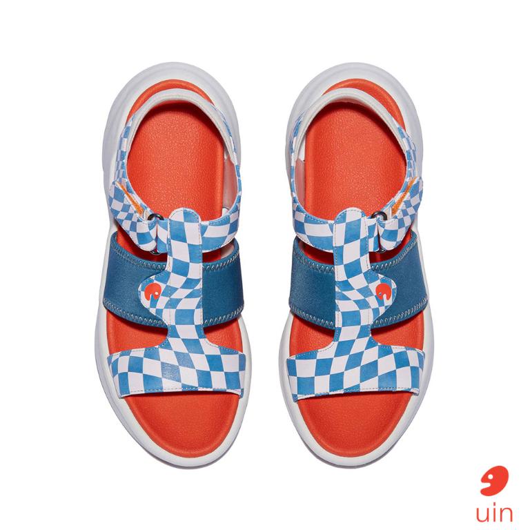 uin 西班牙原創設計 女鞋 厚底鞋 增高鞋 涼鞋 街頭藍格彩繪休閒鞋W1210741